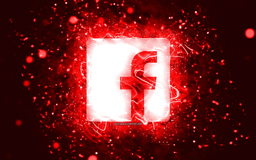 Glowing Facebook Logo With Red Neon Sparks And Abstract Particle Background HD wallpaper