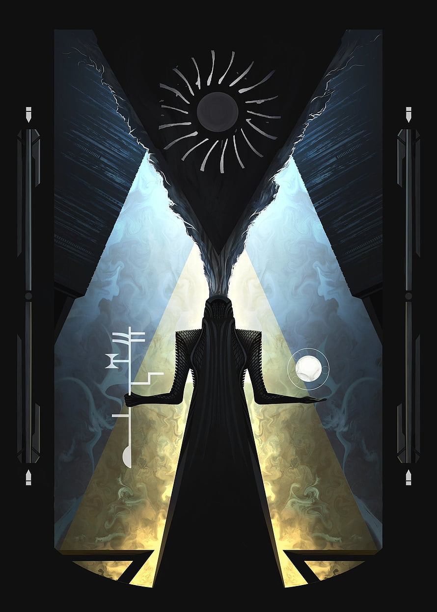 The Witness from Destiny 2 in a mystical cosmic setting with celestial symbols and dramatic lighting HD phone wallpaper