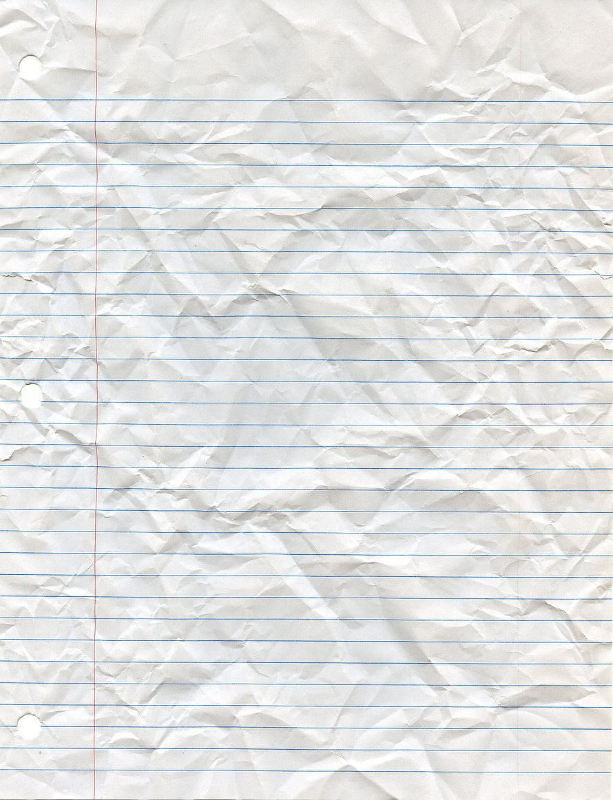 Crumpled Lined Notebook Paper Texture with Blue Ruling and Red Margin HD phone wallpaper