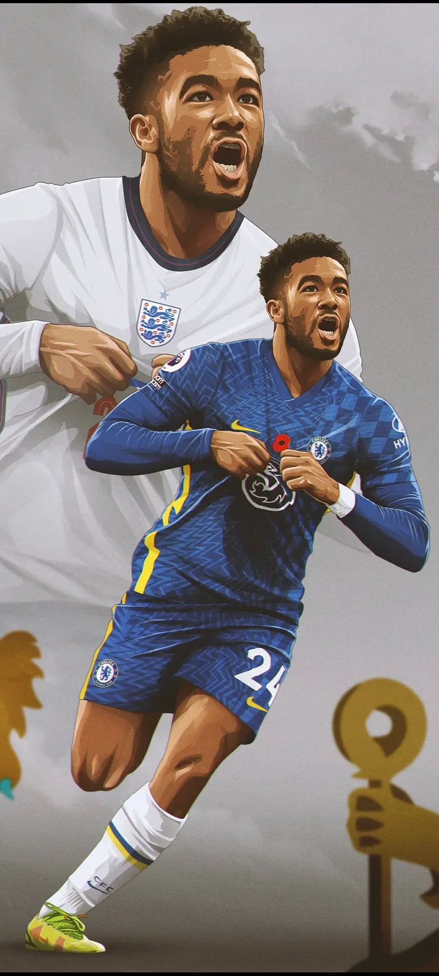 Reece James Digital Art in Chelsea and England Kits HD phone wallpaper