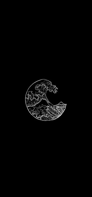 Minimalist White Line Art Wave Illustration on Black Background HD phone wallpaper