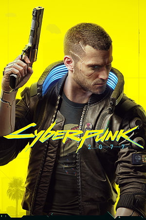 Cyberpunk 2077 V Jacket Character Poster with Neon Yellow Background HD phone wallpaper