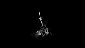 Dark Fantasy Skeleton Warrior With Sword Chalk Art Illustration HD wallpaper