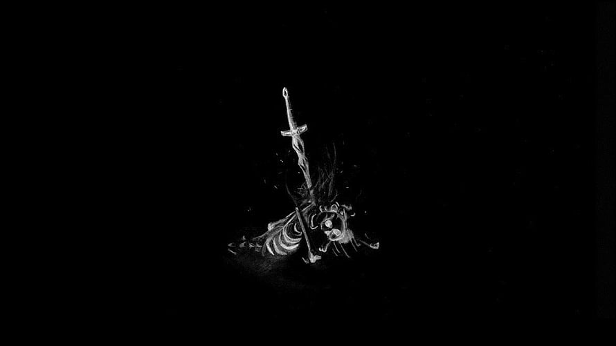 Dark Fantasy Skeleton Warrior With Sword Chalk Art Illustration HD wallpaper