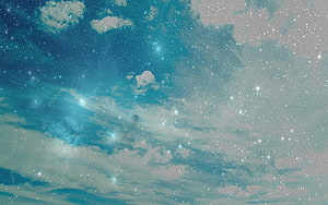 Dreamy Celestial Sky with Soft Clouds and Scattered Starlight HD wallpaper