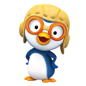 Pororo the Little Penguin Character in Aviator Helmet and Orange Goggles HD phone wallpaper