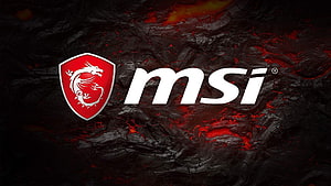 MSI Dragon Logo on Dark Volcanic Rock Background with Glowing Lava Cracks HD wallpaper