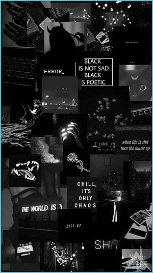 Dark Aesthetic Collage with Black and White Photography and Edgy Typography HD phone wallpaper
