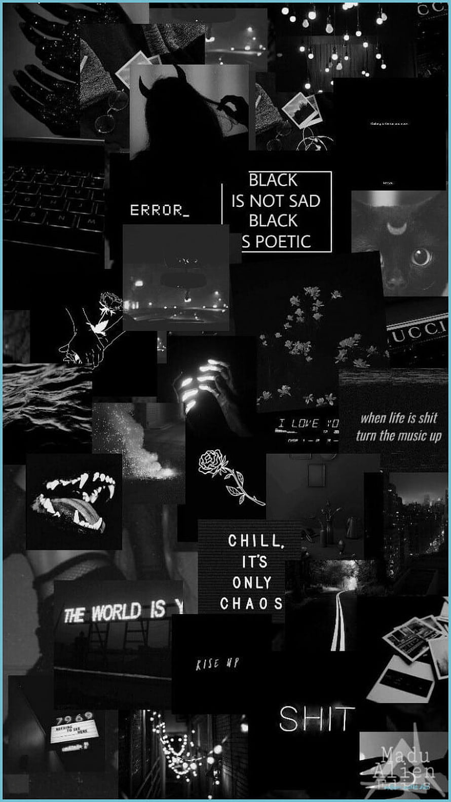 Dark Aesthetic Collage with Black and White Photography and Edgy Typography HD phone wallpaper