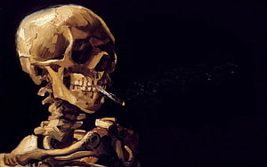 Vincent Van Gogh Head of a Skeleton with a Burning Cigarette Oil Painting HD wallpaper