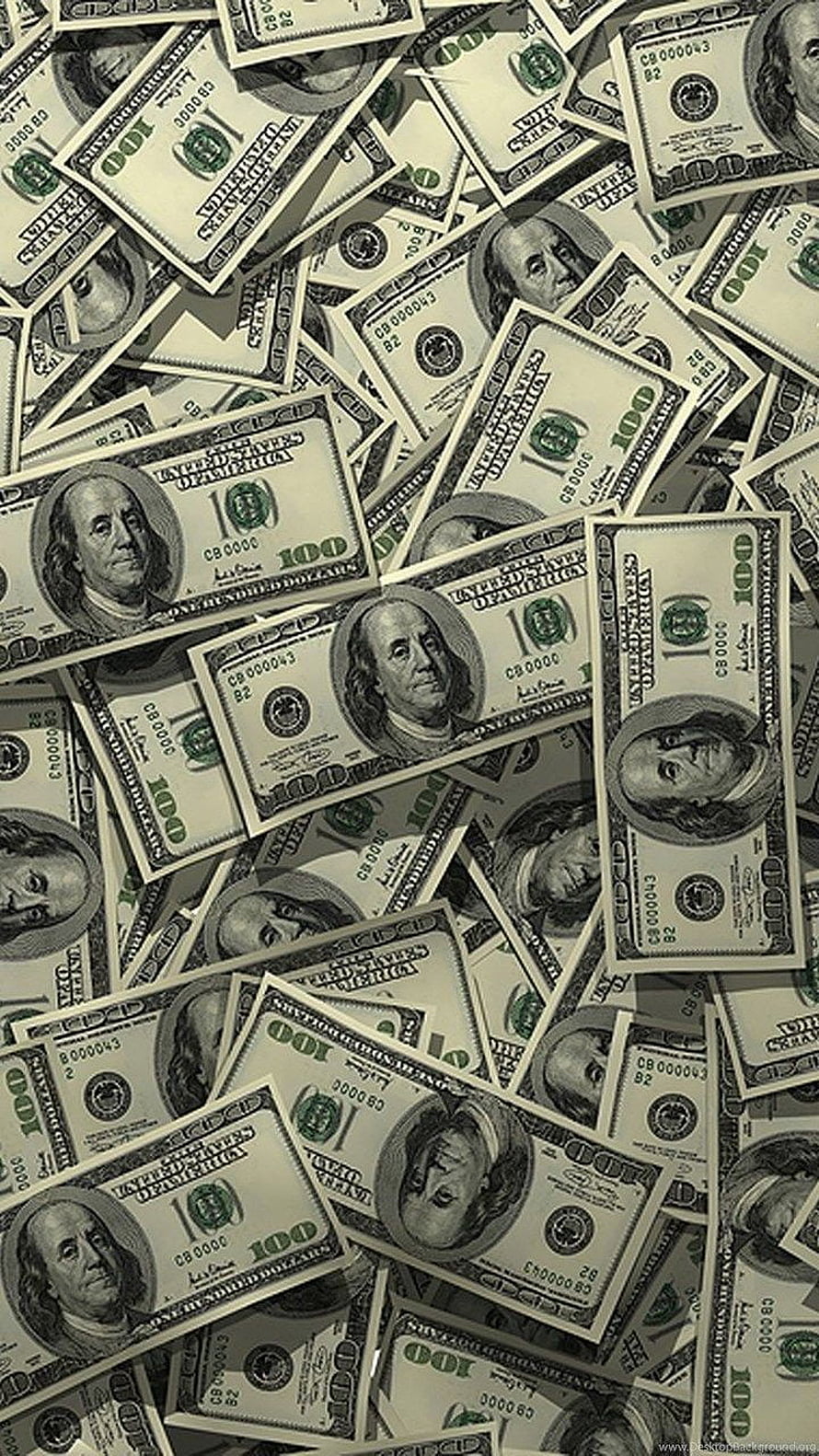Scattered pile of one hundred dollar bills with Benjamin Franklin portrait HD phone wallpaper