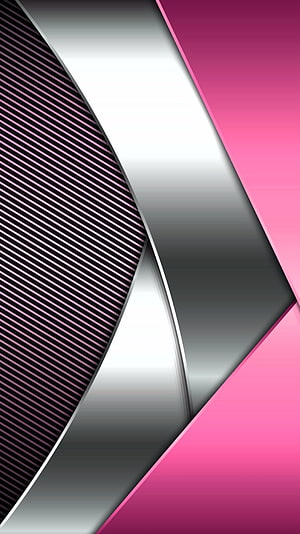 Abstract Geometric Wallpaper With Silver Metallic Curves And Pink Gradient Layers HD phone wallpaper