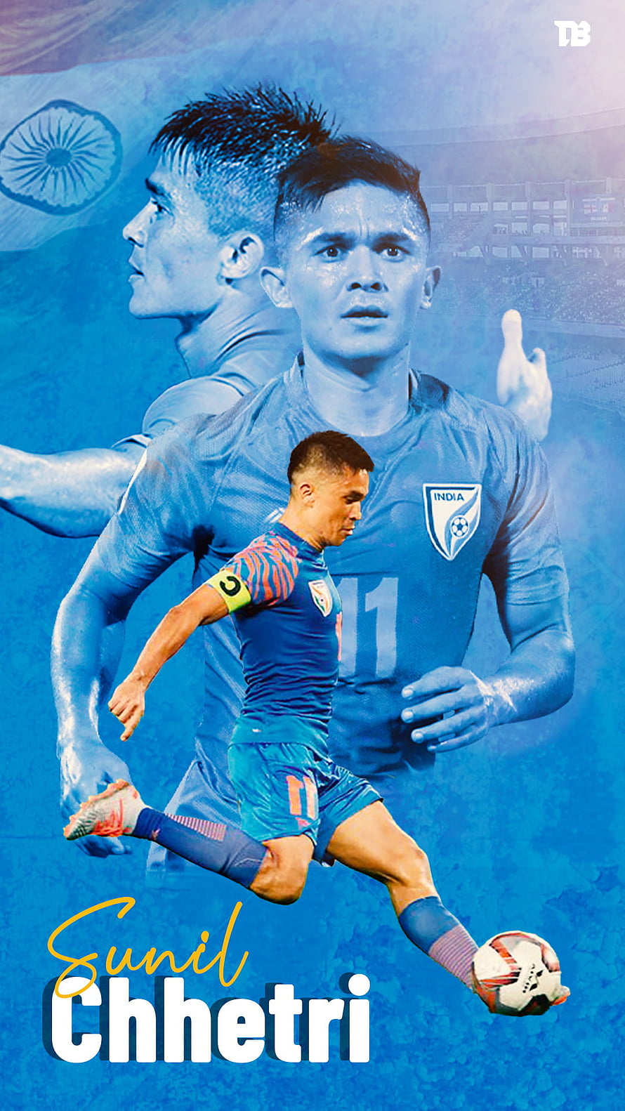Sunil Chhetri Indian Football Player Action Portrait Wallpaper HD phone wallpaper