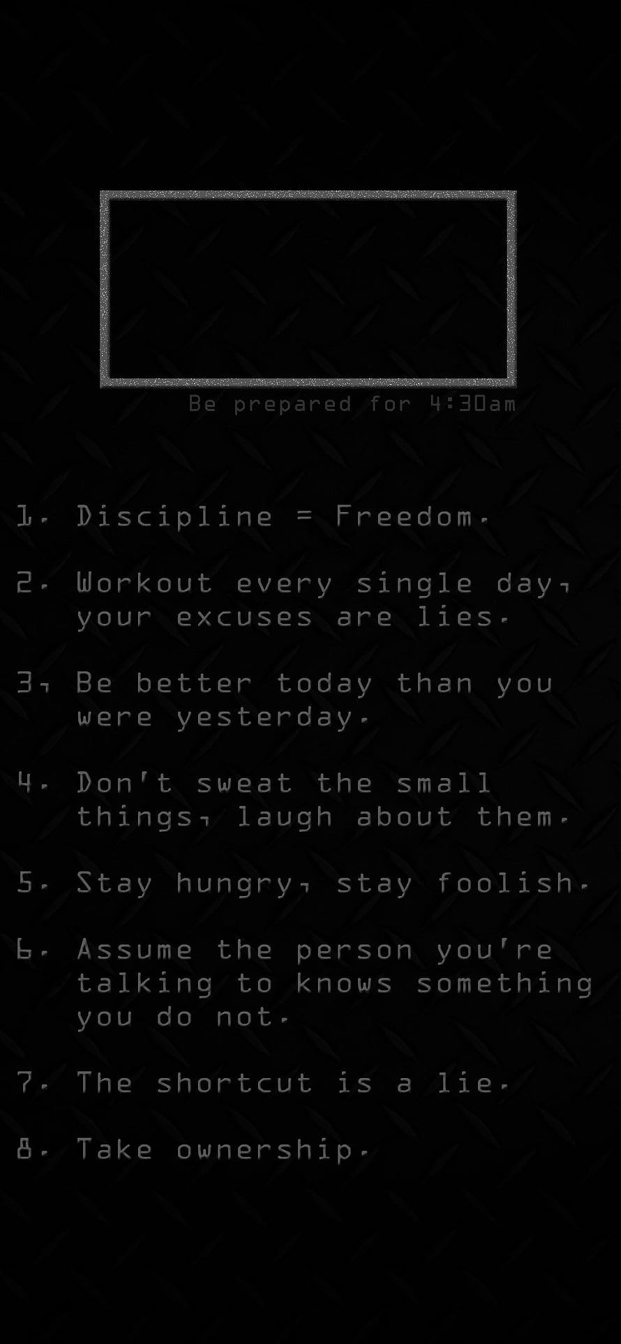 Dark Motivational Rules Wallpaper With Discipline Quotes And Industrial Texture HD phone wallpaper