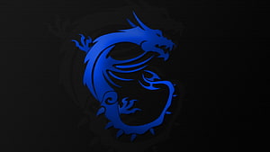 MSI Dragon Gaming Logo in Electric Blue on Dark Background HD wallpaper