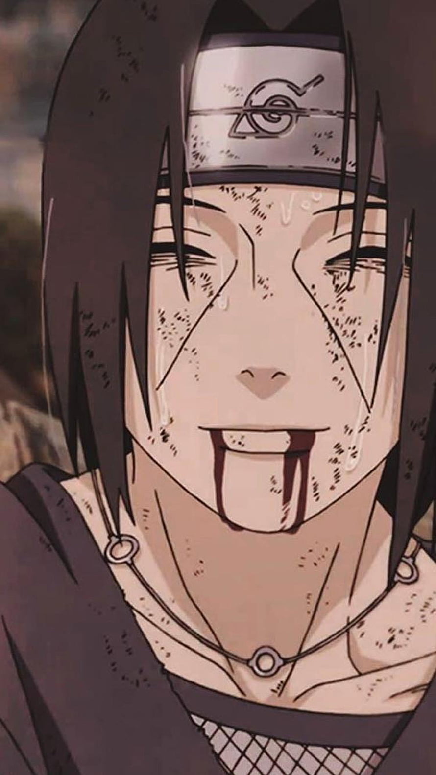 Itachi Uchiha Crying Smile Portrait From Naruto Anime Series HD phone wallpaper