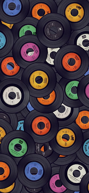 Colorful 45 RPM Vinyl Records Pile Desktop Wallpaper HD phone wallpaper
