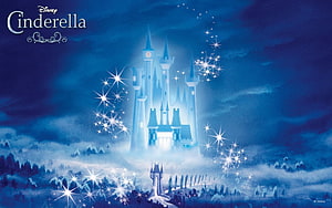 Disney Cinderella Castle Glowing at Night with Magical Sparkles and Starbursts HD wallpaper