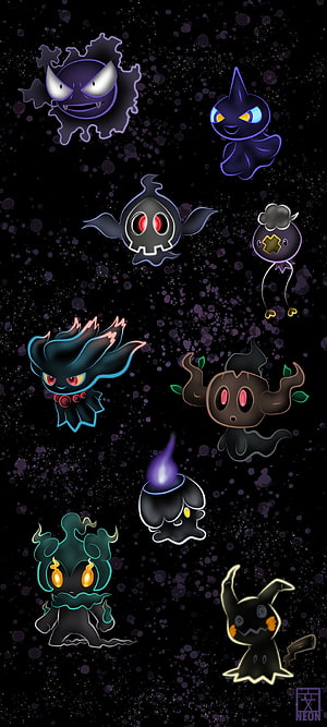 Neon Ghost Type Pokemon Halloween Collection Wallpaper HD phone wallpaper