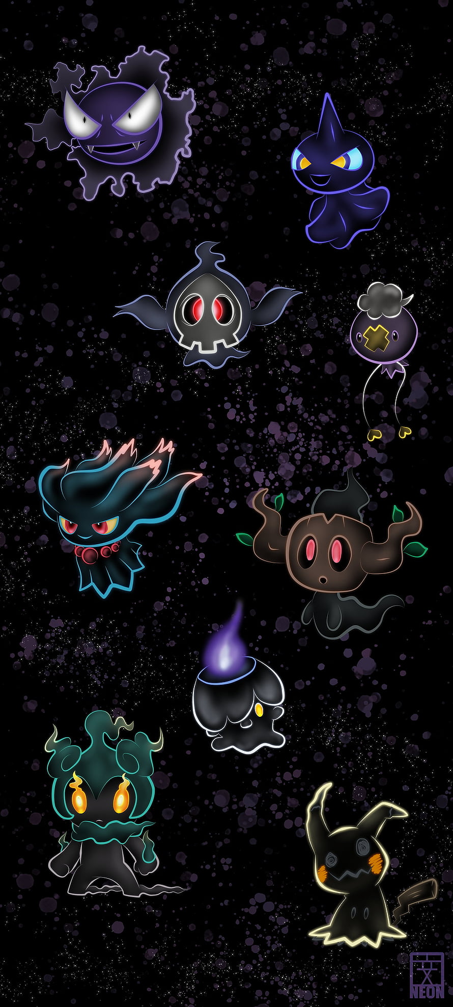 Neon Ghost Type Pokemon Halloween Collection Wallpaper HD phone wallpaper