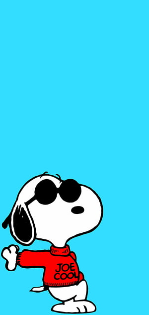 Snoopy Wearing Sunglasses and Red Sweater on Blue Background HD phone wallpaper