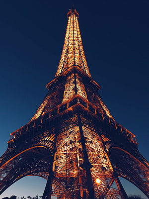 Eiffel Tower Illuminated at Night - Paris Landmark Architecture HD phone wallpaper