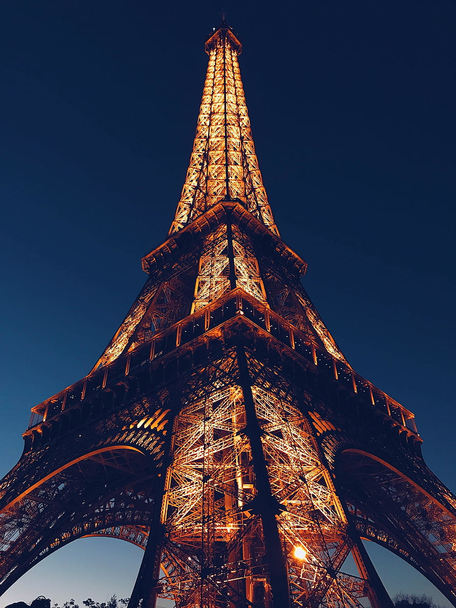 Eiffel Tower Illuminated at Night - Paris Landmark Architecture HD phone wallpaper