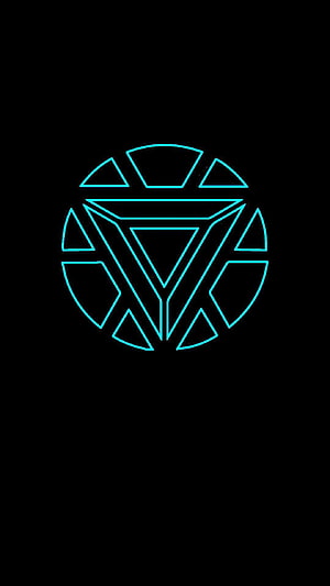 Glowing Cyan Iron Man Arc Reactor Emblem on Black Background, Neon Arc Reactor . Iron man , Marvel , Iron man art HD phone wallpaper