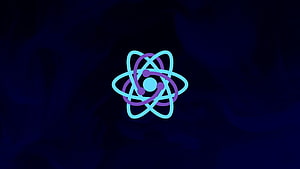 React Atom Logo with Cyan and Purple Orbits on Dark Blue Background HD wallpaper