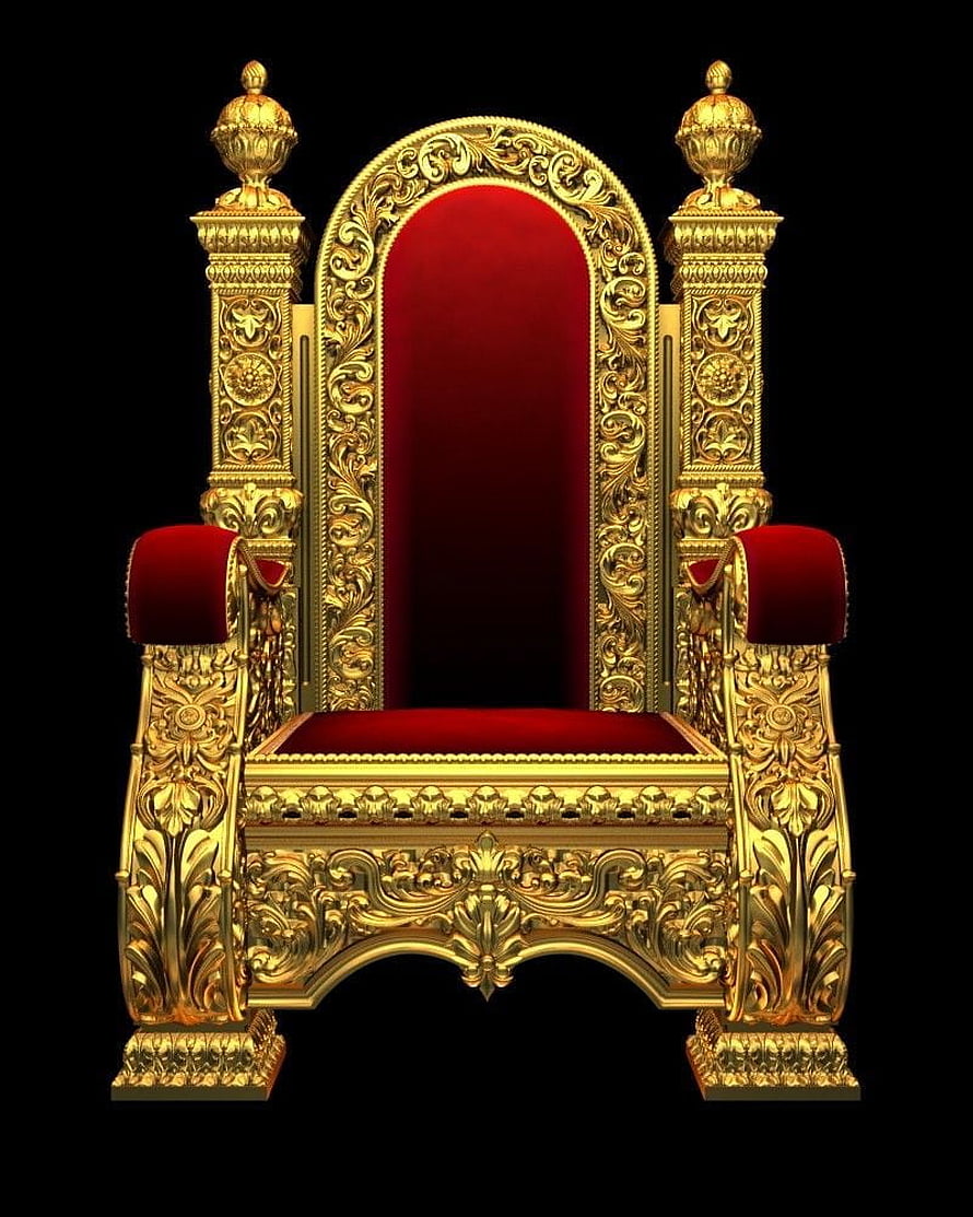 Ornate Golden Throne Chair with Red Velvet Upholstery and Baroque Carvings HD phone wallpaper