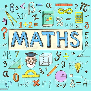 Cute Hand-Drawn Maths Illustration with Doodles, Formulas, and School Supplies on a Teal Background HD phone wallpaper