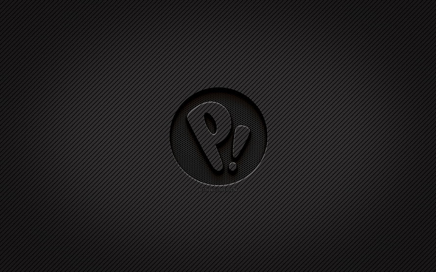 Dark Carbon Fiber Texture With Embossed P Logo Centered On Sleek Black Background HD wallpaper