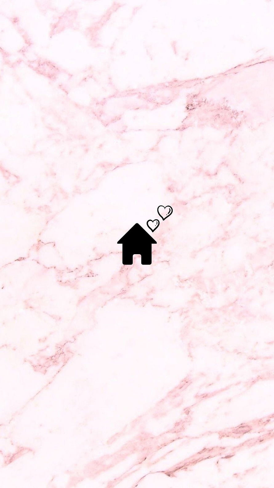 Pink Marble Background with Black House Icon and Floating Hearts for Social Media Highlights HD phone wallpaper