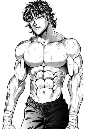Baki Hanma Muscular Black and White Manga Character Illustration HD phone wallpaper