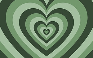 Abstract Green Heart Pattern Wallpaper With Concentric Layers And Retro Style HD wallpaper