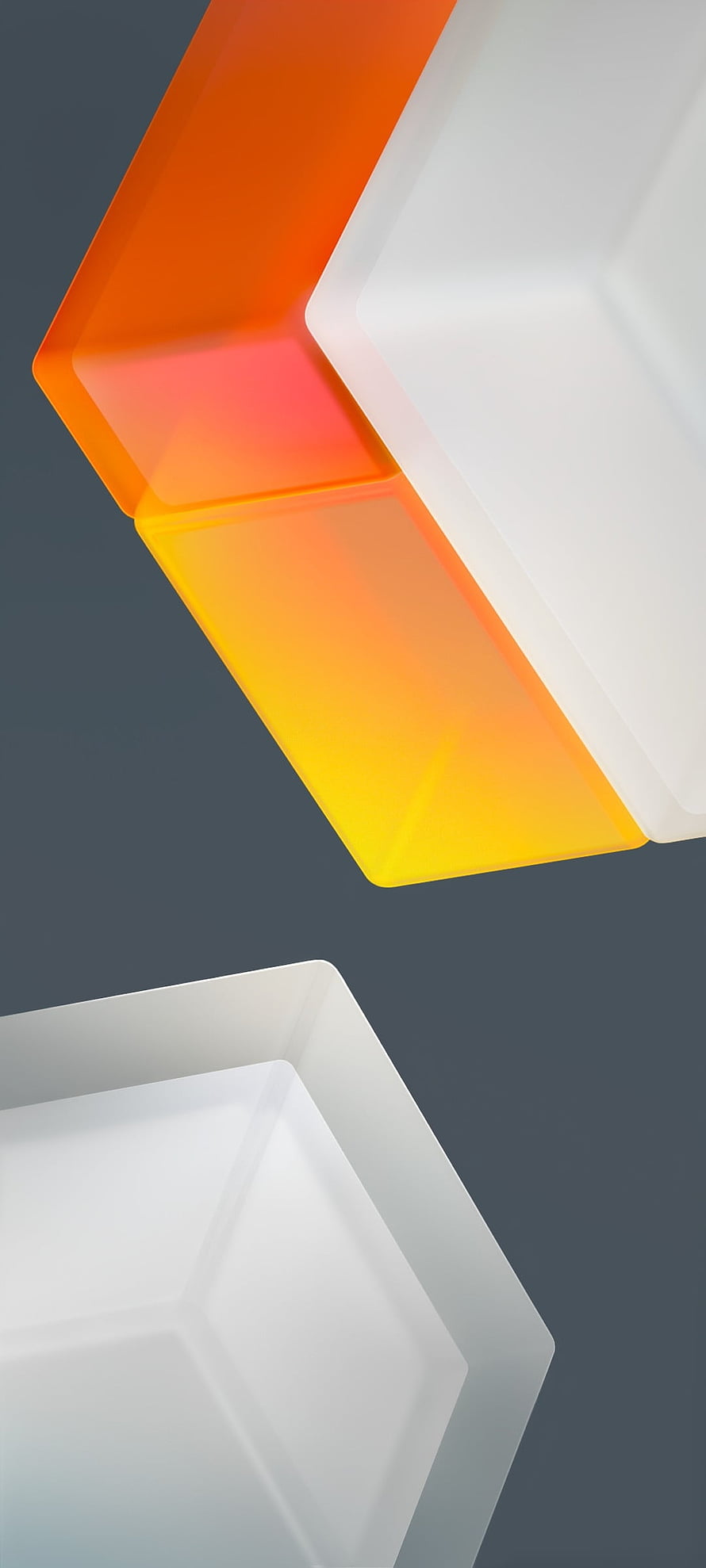 Abstract 3D Geometric Shapes With Orange And Yellow Gradient On Gray Background HD phone wallpaper