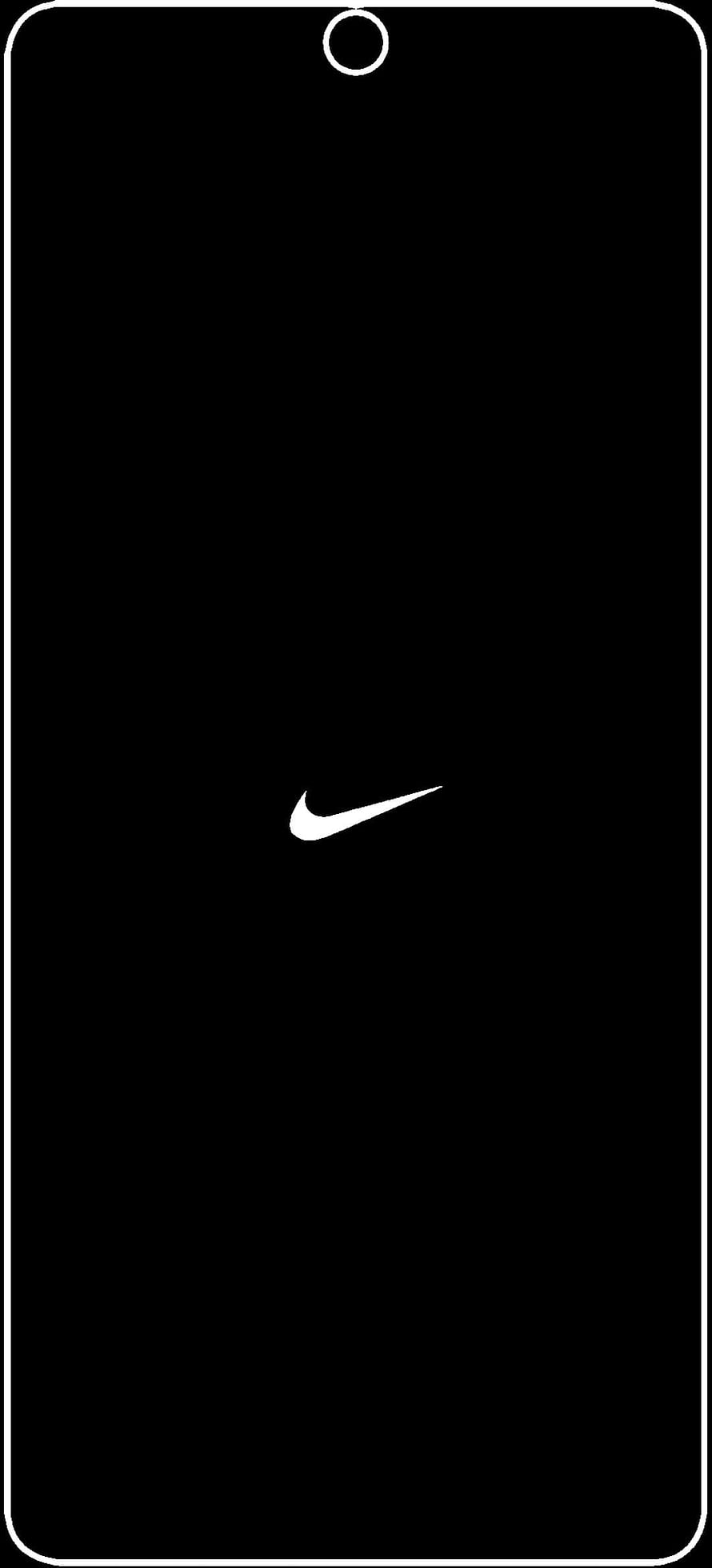 Minimalist Nike Swoosh Logo on Black Background for Mobile Wallpaper HD phone wallpaper