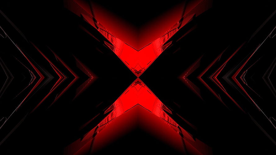 Abstract Red and Black Geometric X Pattern with Dark Futuristic Digital Art Style HD wallpaper