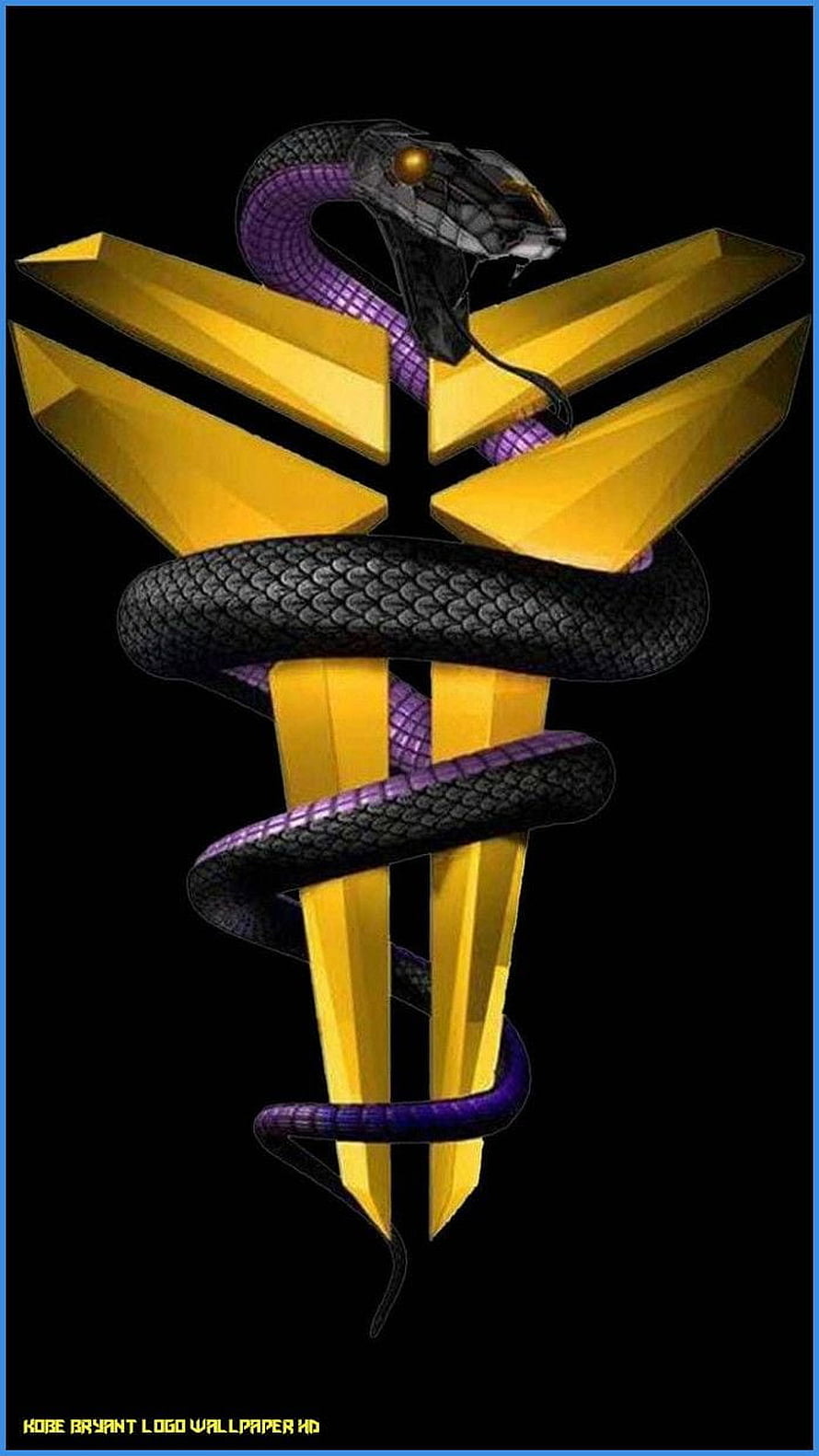 Kobe Bryant Snake Logo Emblem with Purple and Gold Lakers Colors on Black Background HD phone wallpaper