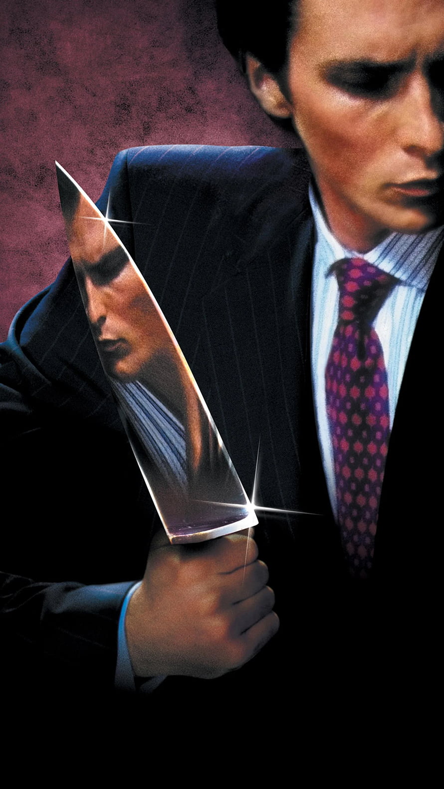 Christian Bale as Patrick Bateman holding a knife in American Psycho movie poster art, American Psycho (2000) , Patrick Bateman HD phone wallpaper