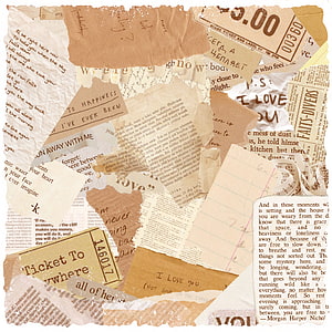 Vintage Collage of Torn Paper Scraps, Handwritten Notes, and Old Ticket Stubs HD phone wallpaper
