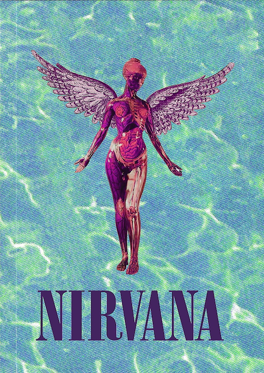 Nirvana In Utero Nevermind Artwork Featuring Translucent Winged Figure HD phone wallpaper