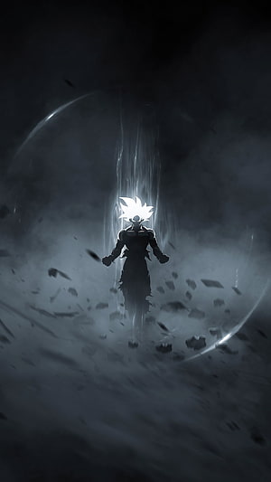 Goku Ultra Instinct Sign Anime Wallpaper Dark Background HD phone wallpaper