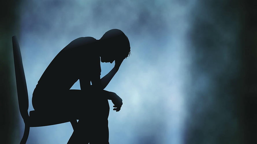 Silhouette of a Depressed Man Sitting on a Chair with Head in Hand, Sad Mood, Mood Off HD wallpaper