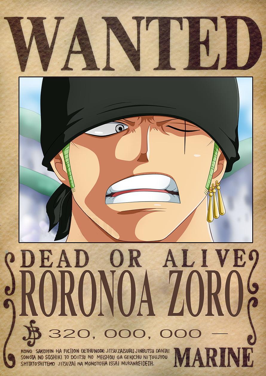Roronoa Zoro Wanted Poster One Piece Anime Character Illustration HD phone wallpaper
