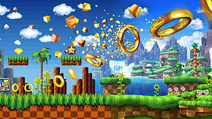 Sonic The Hedgehog Green Hill Zone 25th Anniversary Pixel Art Level HD wallpaper