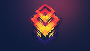 Vibrant Geometric Abstract Art with Fiery Orange and Deep Purple Tones HD wallpaper