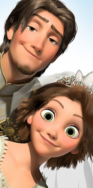 Rapunzel and Eugene Fitzherbert Wedding Portrait from Tangled HD phone wallpaper