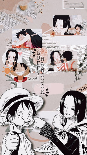Luffy and Boa Hancock One Piece Anime Collage Wallpaper HD phone wallpaper