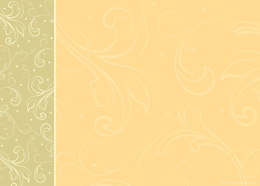Elegant Floral Scroll Pattern in Soft Yellow and Olive Green for Wedding Stationery HD wallpaper